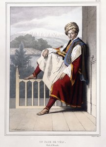 Retrato, vistas e trajes gregos e otomanos, de Viagem a Atenas e Constantinopla, 1825 de Louis Dupré