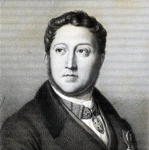 Retrato do compositor Gioachino Antonio Rossini 1792-1868, 1836. de Louis Dupré