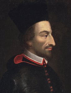 Retrato de Cornelius Jansen, chamado Jansenius, bispo de Ypres, detalhe (óleo sobre tela de Louis Dutielt