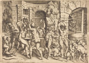 A Forja de Vulcano de Louis Elle I after Francesco Primaticcio