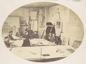 [Charles Garnier na Sala de Esboço Durante o Desenho da Nova Ópera de Paris], ca. 1870.