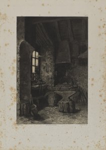 Interior de uma oficina de ferreiro de Louis Emmanuel Soulange Tessier