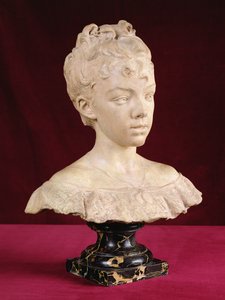Busto retrato de uma jovem rapariga (terracota e soco de mármore)