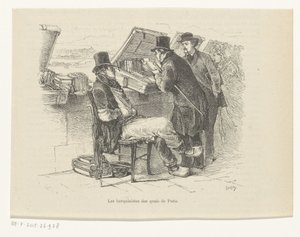 Livreiro em um cais em Paris Les bouquinistes des quais de Paris (título no objeto) de Louis Ernest Lesage