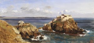 Vista da fortaleza de Bertheaume de Eugene Isabey
