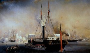 O Rei Luís Filipe I e a Rainha dos Franceses encontram a Rainha Vitória e o Príncipe Alberto que chegaram ao Treport no dia 2 de Setembro de Louis Eugene Gabriel Isabey