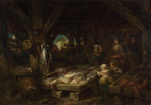 O mercado de peixe, Dieppe, 1845 de Eugene Isabey