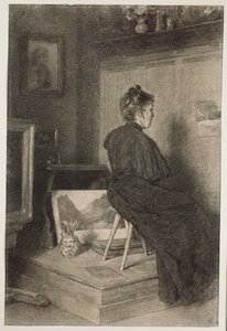 Mary Eysen no ateliê da Villa Holstein em Merano-Obermais