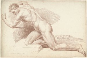 Homem nu, ajoelhado, virado para a esquerda de Louis Fabritius Dubourg
