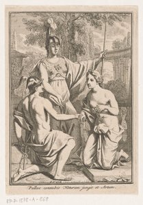 Minerva reúne Mercúrio e a personificação da natureza de Louis Fabritius Dubourg