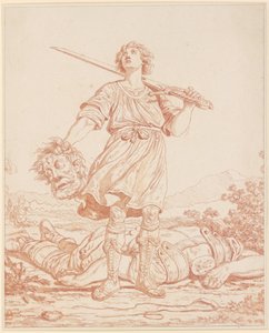 David, o vencedor do gigante Golias de Louis Felix de la Rue
