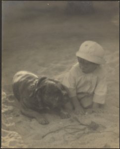 [Rapaz sentado com um cão] de Louis Fleckenstein