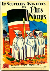 Capa de um álbum de banda desenhada: Les Nouvelle Adventures des Pieds Nickeles, La vie est belle, n.10 (cor litho) de Louis Forton