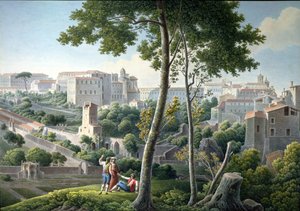 Vista do Monte Quirinal, em Roma, com a Villa Colonna ao fundo, c.1800