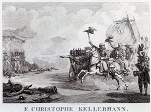Revolução Francesa: "o general e marechal François Christophe Kellermann (1735-1820) durante a Batalha de Valmy em 20/09/1792" Gravura de Louis François Couche (1782-1849) Paris do século XVIII, Musee Carnavalet de Louis Francois Couche