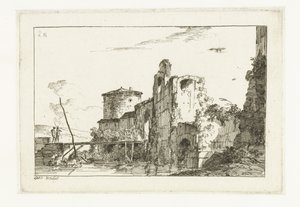 Forte e uma ponte sobre o rio de Louis Gabriel Moreau