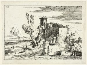 Paisagem com o antigo portão de Louis Gabriel Moreau