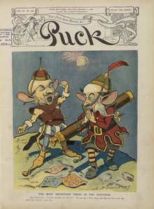 Puck cover comemorando Charles Evans Hughes eleito governador de Nova York, 1906 (magazine)