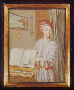 Retrato de Brook Taylor (1685-1731) 1720 (wc e bodycolour sobre velino colocado no cartão)