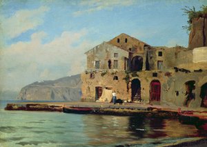 Casa de praia em Sorrento (óleo sobre papel sobre tela)