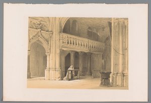Biddnde non in het Nonnbergklooster te Salzburg Capela do convento nonenberg em Saltzburg (título no objeto) de Louis Haghe