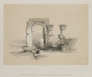 Egito e Núbia, Volume II: Ruínas - Templo na Ilha de Biggeh, Núbia, 1847. de Louis Haghe