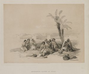 Egito e Núbia, Volume I: Escravos Abissínios Descansando em Korti-Nubia de Louis Haghe