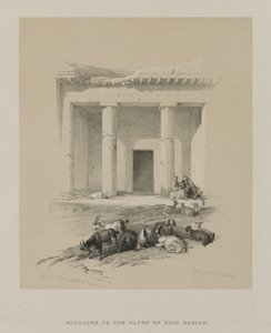 Egito e Núbia, Volume I: Entrada para as Cavernas de Beni-Hasan de Louis Haghe