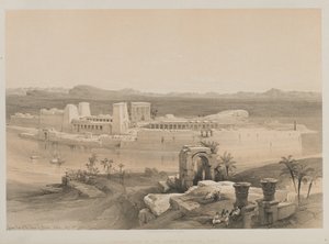 Egito e Nubia, Volume I: Vista Geral da Ilha de Philae, Nubia, 1846. de Louis Haghe
