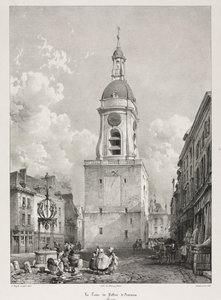 Viagens pitorescas e românticas na França Antiga, Picardia: O Campanário de Amiens, Picardia, depois de François Bonhommé (francês, 1809-1881) ) de Louis Haghe