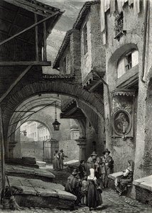 O gueto, Roma, gravado por SV Hunt, Cassell und Company, 1847 de Louis Haghe
