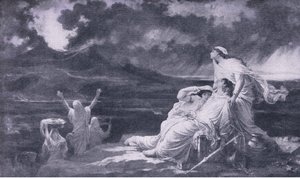 Herculano: A erupção do Vesúvio, ilustração da Biblioteca Mundial de Melhores Livros, c.1940 de Louis Hector Leroux
