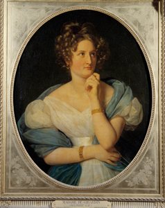 Retrato da escritora francesa Delphine Gay (1804-1855), Madame Emile de Girardin Seu pseudônimo é Visconde Charles de Delaunay. Pintura de Louis Hersent (1777-1860) 1824 Sun. 0,92 x 0,72 m