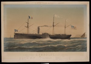 New York  Havre Steam Navigation Company Navio a vapor para correio dos EUA Humboldt, D Lines, Comandante de Louis Honore Gamain