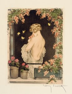 As Quatro Estações: Verão, c.1928 (ponto seco colorido à mão & aquatint) (ver também 745548-51) de Louis Icart
