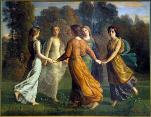 O poema da alma; raios de sol. Pintura de Anne Francois Louis Janmot (1814-1892)