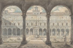 Cloister da Certosa di San Martino, Nápoles, ca. 1777-1779. de Louis Jean Desprez