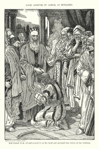 David ungido por Samuel em Belém (litografia) de Louis John Rhead
