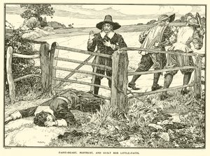 Faint-Heart, Mistrust, and Guilt Rob Little-Faith (gravura) de Louis John Rhead