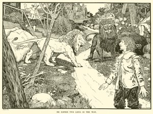 Ele Espiou Dois Leões no Caminho (gravura) de Louis John Rhead