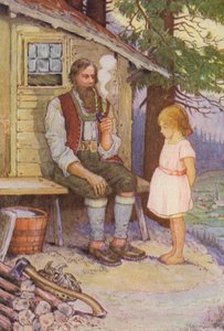 Ilustração para Heidi de Johanna Spyri (litografia a cores) de Louis John Rhead