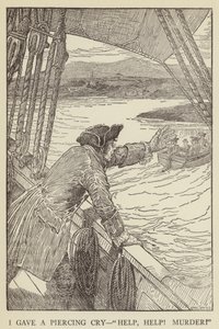 Ilustração para sequestrado por Robert Louis Stevenson de Louis John Rhead