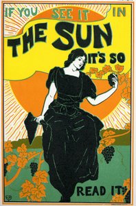 Literatura. O Sol, jornal. Cartaz de Louis Rhead, EUA, c.1890 (cartaz) de Louis John Rhead