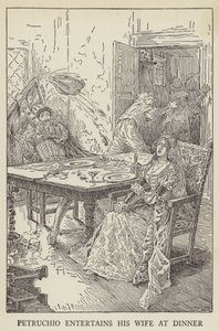 Petruchio entretém sua esposa no jantar de Louis John Rhead