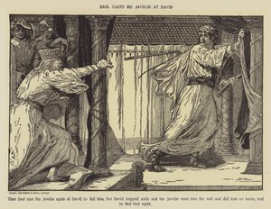 Saul lança seu dardo para Davi de Louis John Rhead