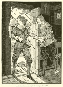 Então, quando Christian estava entrando, o outro lhe deu uma Puxada (gravura) de Louis John Rhead