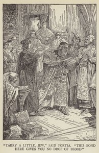 Tarry um pouco, judeu, disse Portia, este vínculo aqui não lhe dá gota de sangue de Louis John Rhead
