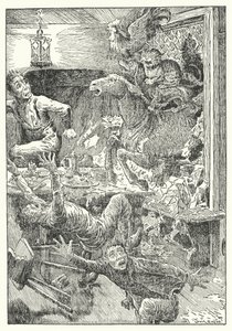 Os Músicos da Cidade de Bremen (litho) de Louis John Rhead