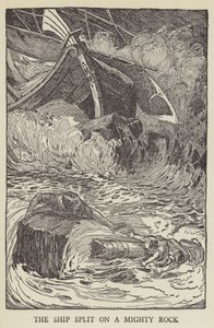 O navio se dividiu em uma rocha poderosa de Louis John Rhead