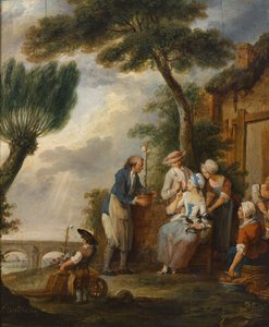 O jardineiro ou o noivado (óleo sobre tela) de Louis Joseph (1731-98) Watteau